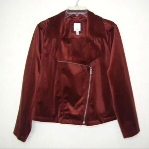Lauren Conrad Plus Size Women's Brown Velvet Velour Moto Motorcycle Jacket 26/28
